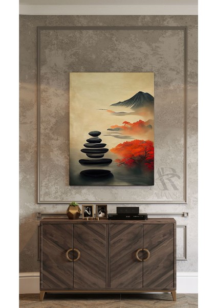 Çakıl Taşı ve Dağ Dekoratif Kanvas Tablo fiyatları