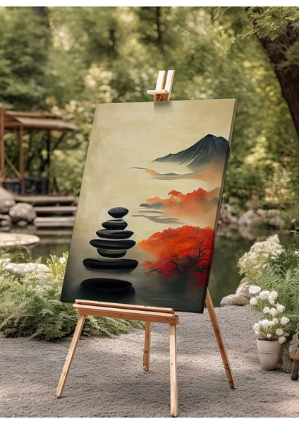 Çakıl Taşı ve Dağ Dekoratif Kanvas Tablo modelleri