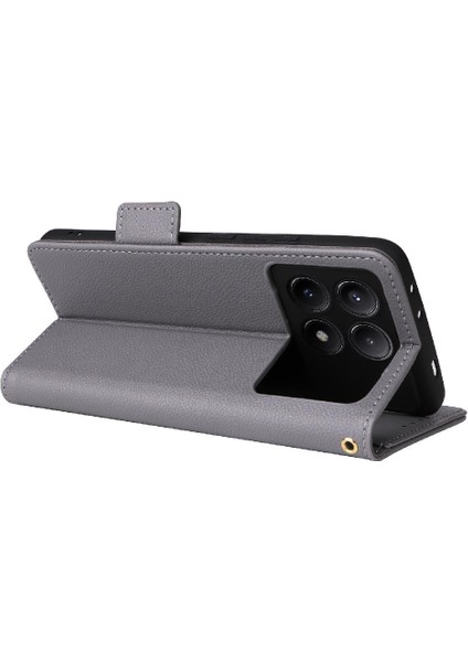 Xiaomi Poco X6 Pro Pu Deri Manyetik Yan Toka Cüzdan Kartı (Yurt Dışından)