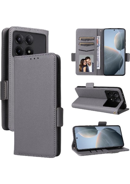 Xiaomi Poco X6 Pro Pu Deri Manyetik Yan Toka Cüzdan Kartı (Yurt Dışından)