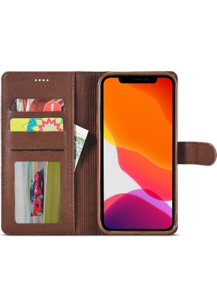 Tutucu Kart Yuvaları ile iphone 12 Mini Için Kılıf Cüzdan Buzağı Doku Flip (Yurt Dışından)