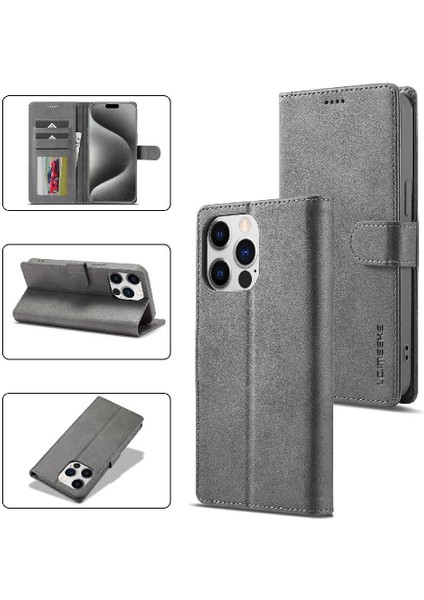 Iphone 15 Için Kılıf Pro Kart Yuvaları Cüzdan Tutucu ile Buzağı Doku Flip (Yurt Dışından)