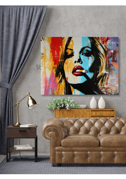 Renkli Tasarım Kadın Fırça Izleri Dekoratif Kanvas Tablo fiyatları