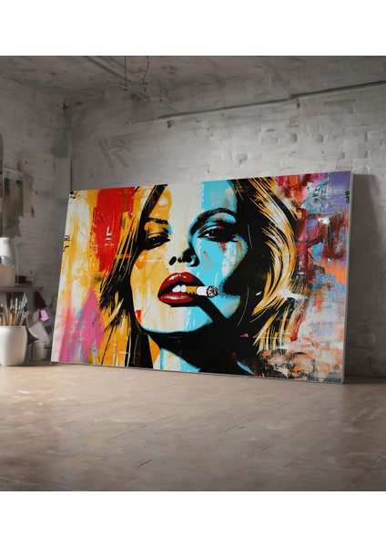Renkli Tasarım Kadın Fırça Izleri Dekoratif Kanvas Tablo modelleri