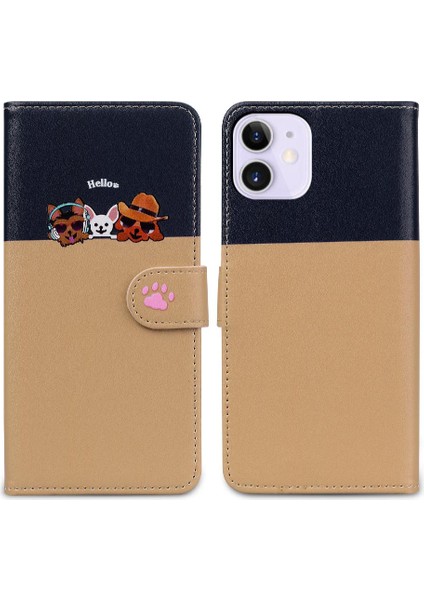 Iphone 12 Için Kılıf Mini Deri Kılıf Kapak Çevirin Cüzdan Darbeye Basit (Yurt Dışından)