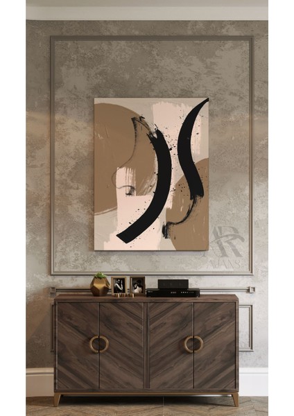 Kahverengi Siyah Çizim Soyut Dekoratif Kanvas Tablo fiyatları