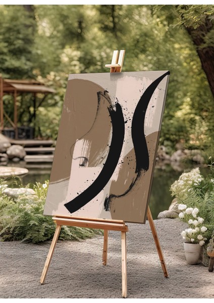 Kahverengi Siyah Çizim Soyut Dekoratif Kanvas Tablo modelleri