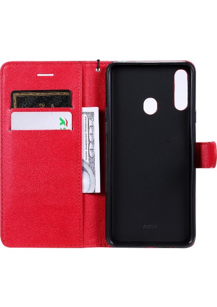 Samsung Galaxy A20S Yüksek Kalite Deri Klasik Düz Renk Için Flip Case (Yurt Dışından)