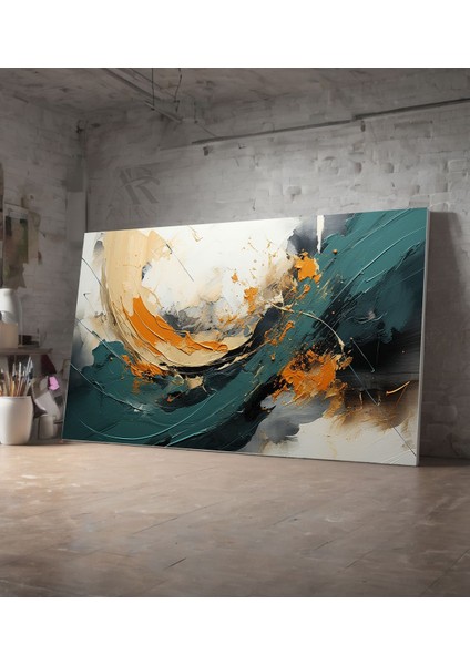 Gold Akıtma Soyut Yağlı Boya Görünümlü Dekoratif Kanvas Tablo modelleri