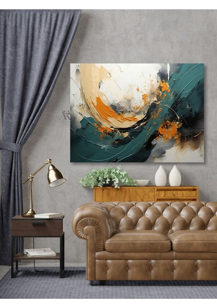 Geometrik Altın Dokulu Mermer Desenli Dekoratif Kanvas Tablo