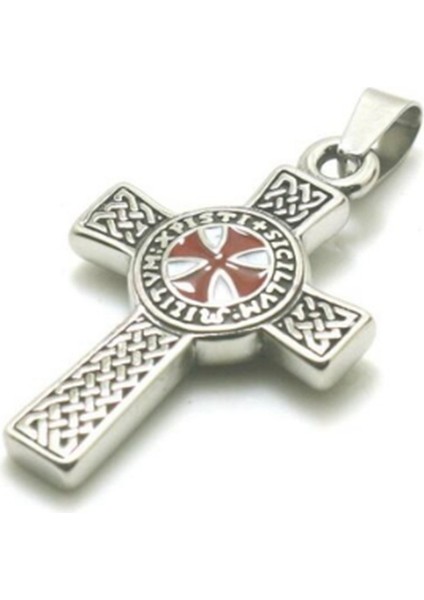 AL19778-ALTIN Vintage Punk Templar Kırmızı Şövalye Çapraz Kolye Kolye Erkekler Için On Muska Takı (Yurt Dışından)