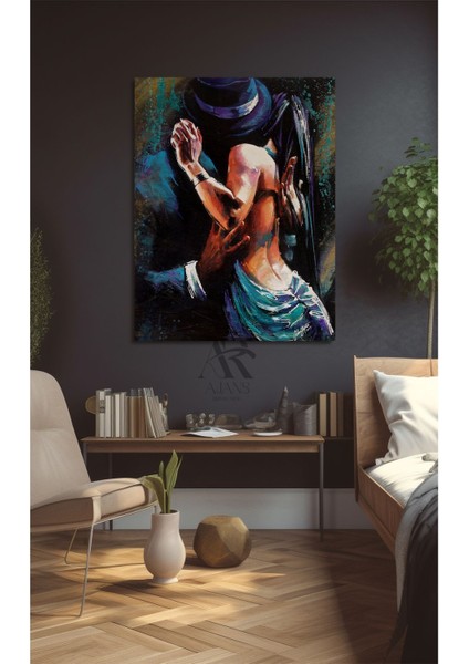 Dans Eden Çift Yağlı Boya Görünümlü Kanvas Tablo