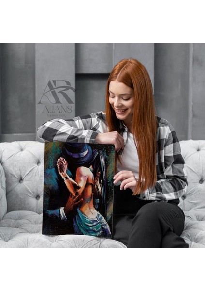 Dans Eden Çift Yağlı Boya Görünümlü Kanvas Tablo modelleri