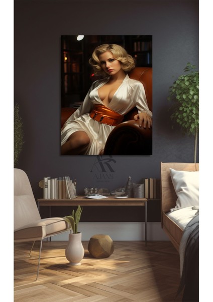 Beyaz Elbiseli Kadın Kanvas Tablo