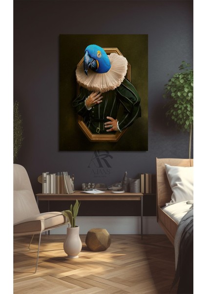Gözlüklü Papagan Insan Figürlü Kanvas Tablo