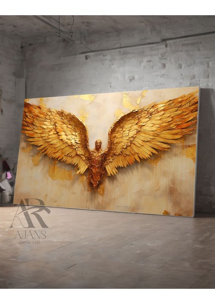 Altın Kanatlı Melek Dekoratif Kanvas Tablo