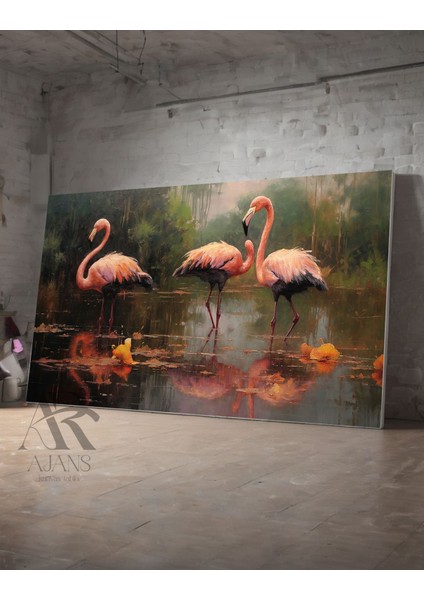 Renkli Flamingolar Dekoratif Kanvas Tablo