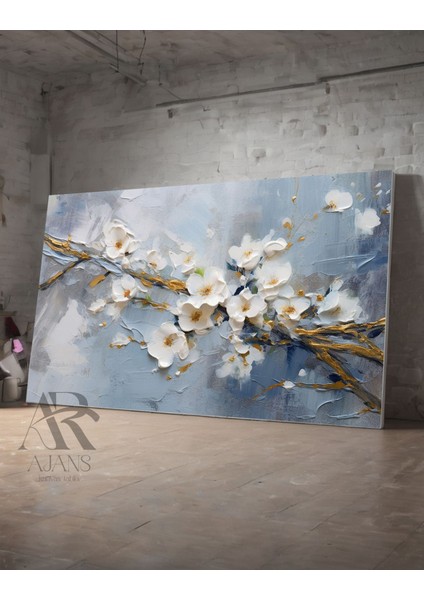 Çiçek Açmış Dalların Ahengi Tasarım Dekoratif Salon Oturma Odası Kanvas Tablo