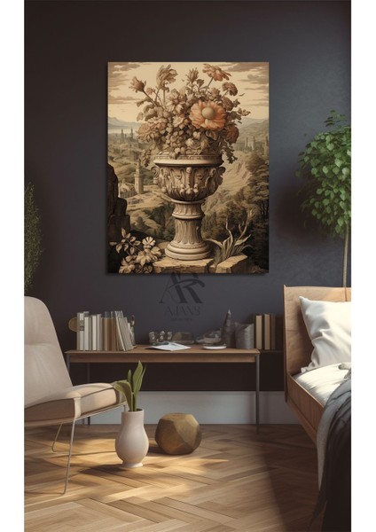 Vazoda Çiçek Gold Dizayn Kanvas Tablo