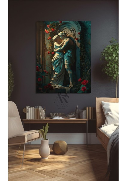 Öpüşen Heykel Kanvas Tablo