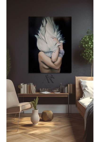 Kanat Siluetli Kadın Kanvas Tablo