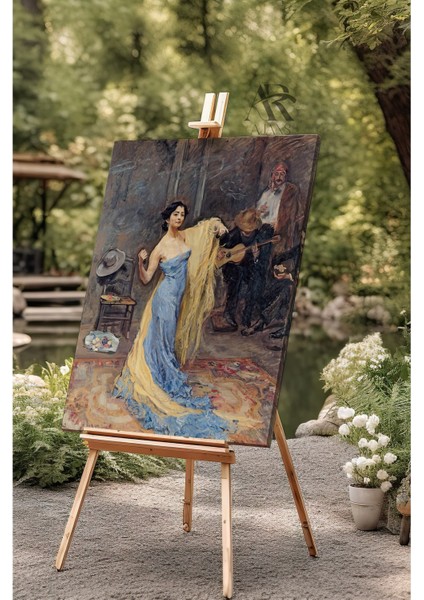 Mavi Elbiseli Şarkı Söyleyen Kanvas Tablo fiyatları