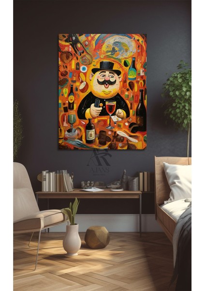 Obur Adam Kadeh Eşliğinde Afrika Çizimi Kanvas Tablo AR040718