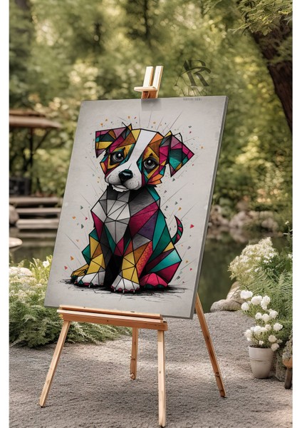 Köpek Renkli Çizim Kanvas Tablo fiyatları