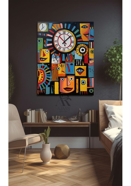 Saat Afrikai Çizim Kanvas Tablo