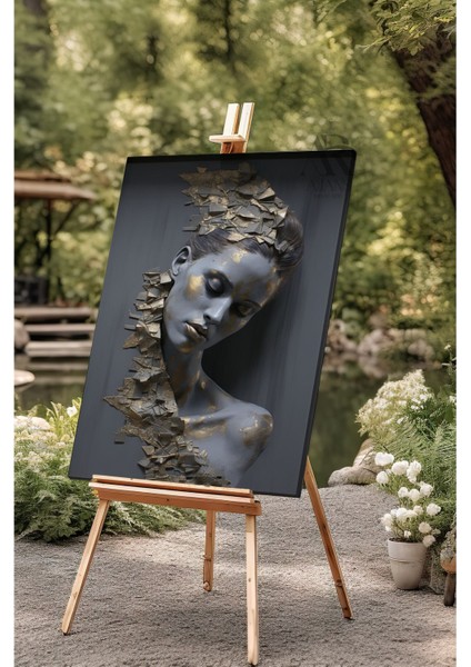 Altın Detaylı Kadın Kanvas Tablo