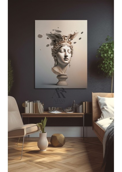 Beyaz Kanatlı Kafa Kanvas Tablo