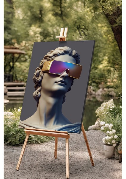 Renkli Gözlük ve Heykel Kafa Birleşimi Kanvas Tablo modelleri