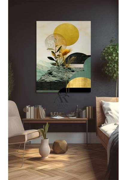 Güneş Dallar ve Bugday Yapragı Kanvas Tablo