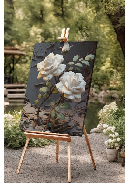 Güllerin Ahengi Beyaz Kanvas Tablo fiyatları