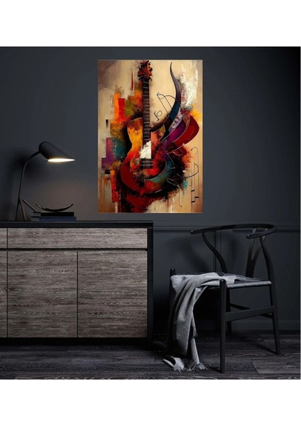 Boyalı Gitar Tablosu Gençler Için Kanvas Tablo fiyatları