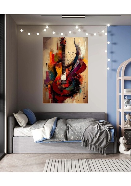 Boyalı Gitar Tablosu Gençler Için Kanvas Tablo modelleri