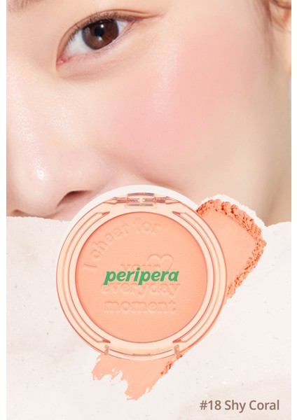 PERIPERA Pastel Tonlarda Sebum Dengeleyici Toz Allık  Pure Blushed Sunshine Cheek (19 Enjoy Coral)