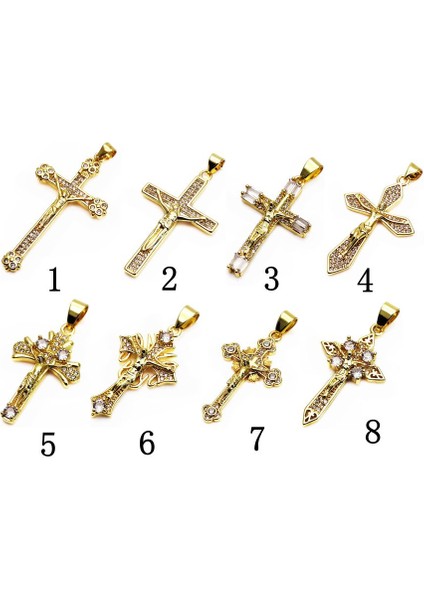No.8 Boyutu Isa Çapraz Mikro Beyaz Zirkon Kolye Haç Kolye Sözleşmeli Moda Kolye Kolye Zinciri Dıy Takı Aksesuarları (Yurt Dışından)
