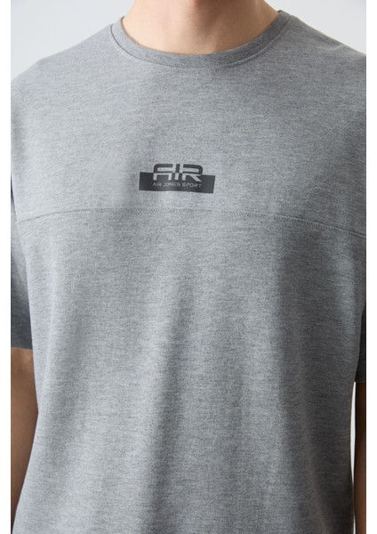 Gri Melanj Pamuklu Kalın Yumuşak Dokulu Oversize Fit Basic Erkek Şort Takım - 85259 indirimleri