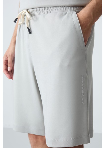 Taş Pamuklu Kalın Yumuşak Dokulu Oversize Fit Basic Erkek Şort Takım - 85257