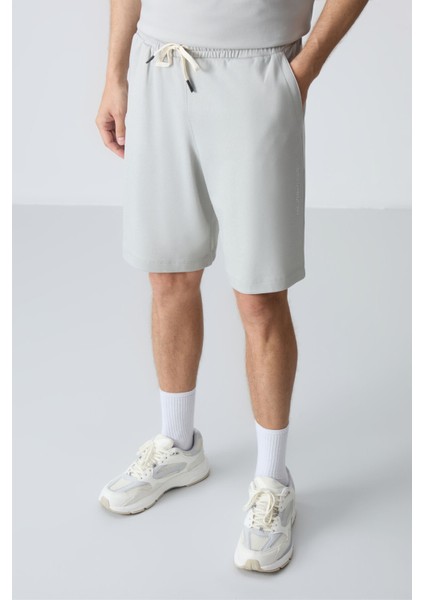 Taş Pamuklu Kalın Yumuşak Dokulu Oversize Fit Basic Erkek Şort Takım - 85257