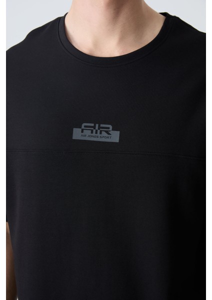 Siyah Pamuklu Kalın Yumuşak Dokulu Oversize Fit Basic Erkek Şort Takım - 85259