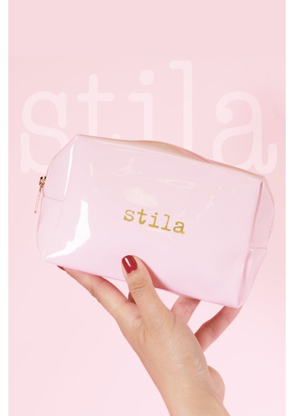 Şık ve Kullanışlı Parlak Yüzeyli Pembe Makyaj Çantası Stila Enamel Pouch (Pink)