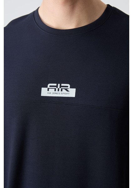Lacivert Pamuklu Kalın Yumuşak Dokulu Oversize Fit Basic Erkek Şort Takım - 85259