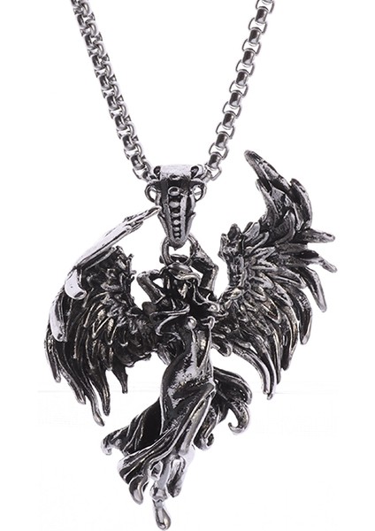 18399-GÜMÜŞ Hip Hop Vintage Kutsal Ölüm Kafatası Kolye Altın Renk Kolye Paslanmaz Çelik Erkek Kadın Gotik Takı (Yurt Dışından)