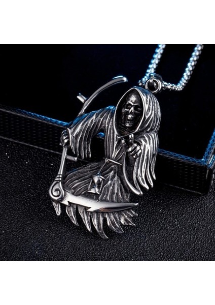 18399-GÜMÜŞ Hip Hop Vintage Kutsal Ölüm Kafatası Kolye Altın Renk Kolye Paslanmaz Çelik Erkek Kadın Gotik Takı (Yurt Dışından) fiyatları