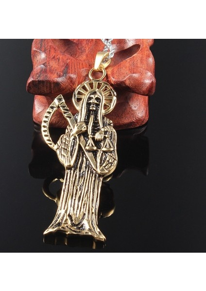 18399-GÜMÜŞ Hip Hop Vintage Kutsal Ölüm Kafatası Kolye Altın Renk Kolye Paslanmaz Çelik Erkek Kadın Gotik Takı (Yurt Dışından) fırsatları