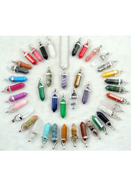 No.17 Sıcak Satış Doğal Taş Kuvars Kristal Lapis Kaplan Gözü Altıgen Sütun Sarkaç Kolye Kadınlar Için Takı Yapımı Kolye (Yurt Dışından) fiyatları