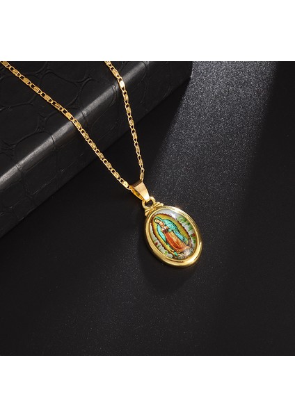 AL19609-ALTIN Kadın Dini Vintage Stil Guadalupe Katolik Kilisesi Meryem Ana Muska Kolye Kolye Süsleme (Yurt Dışından)