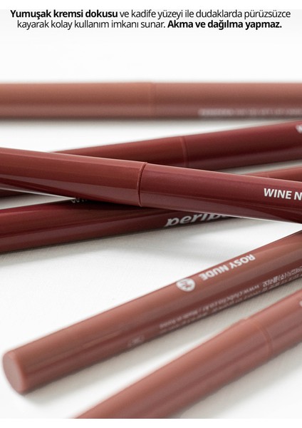 PERIPERA Kadife Bitiş Sunan, Yoğun Pigmentli Dudak Kalemi  Ink Velvet Lip Liner (04 Milky Brown)